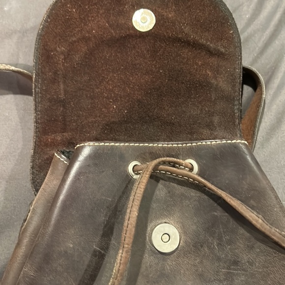 Brown leather mini backpack - Picture 3 of 7